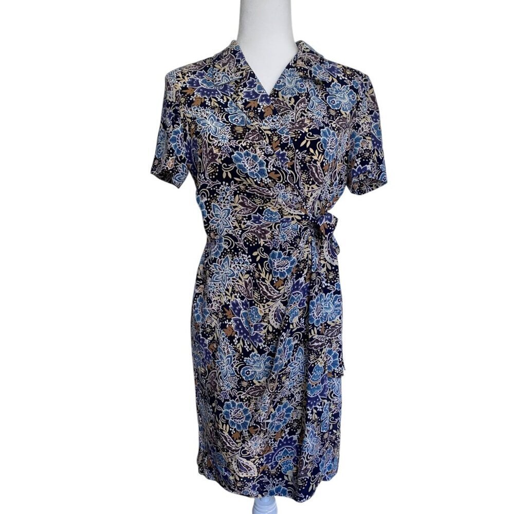 Talbots Vintage 100% Silk Floral Paisley Wrap Dress 6P